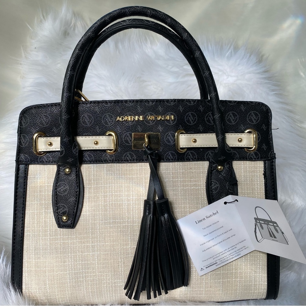 Adrienne Vittadini Sardinia Signature Linen Satchel